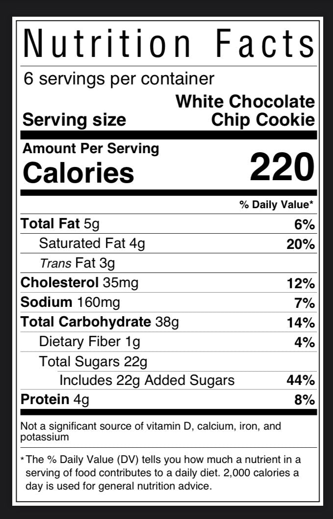 White Chocolate Chip Jumbo Soft-Baked to Order Cookie