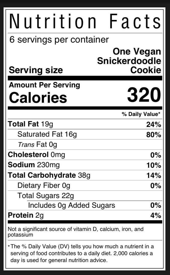 Vegan Snickerdoodle Jumbo Specialty Soft-Baked to Order Vegan Cookie