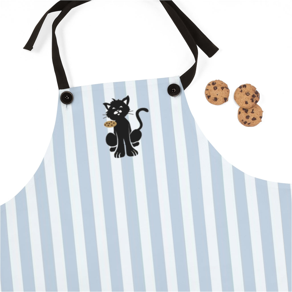 Cat's Cookies Apron, Blue Stripes